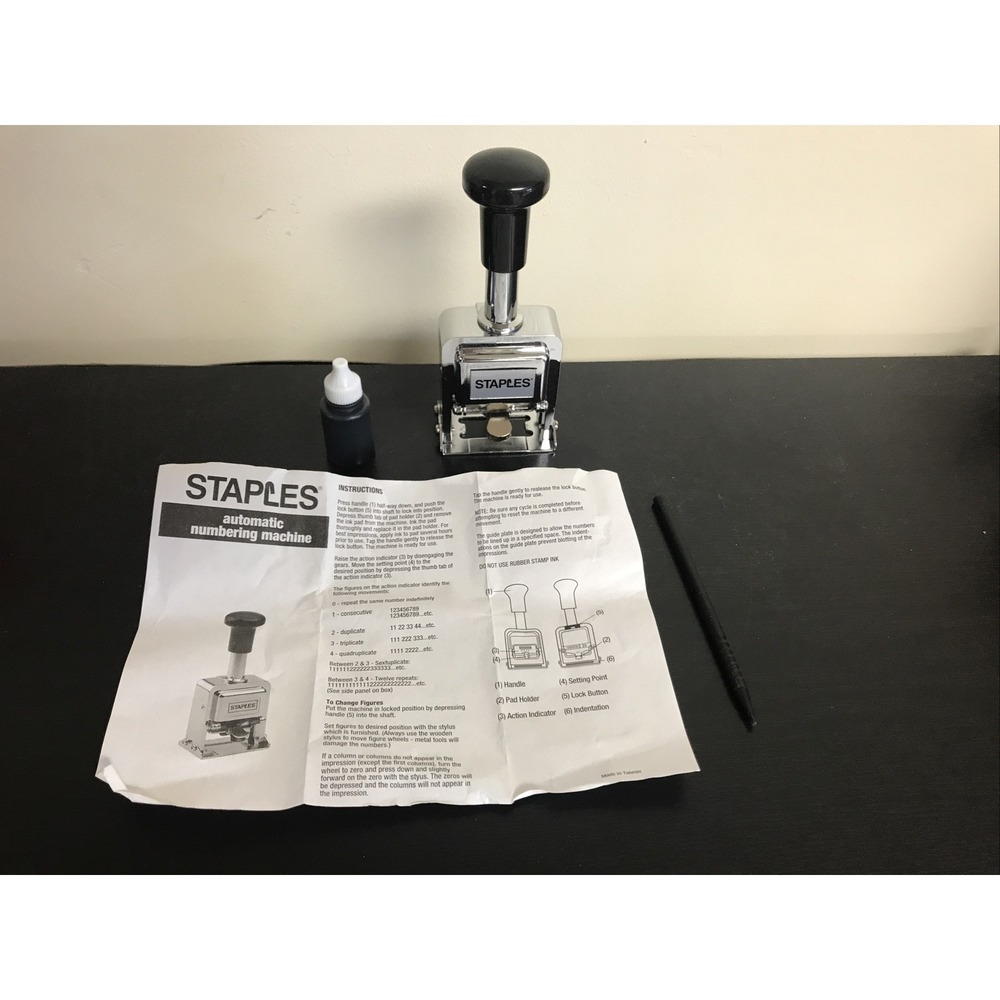 Staples Automatic Numbering Machine, New In Box- 6 Number Stamp Machine - Picture 4 of 6